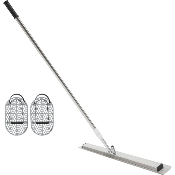 31.5''x4'' Concrete Bull Float Kit, Industrial Cement Surface Smoothing Tool, End Concrete Finishing Trowel Stanless Steel Trowel Board with Shoes for Polishing