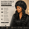 thumbnail image 1 of 31.50*14.96IN Satin Hair Bonnet, Bow Tie Sleep Cap for Curly Hair, Long Braids, Locs and Hair Buns, Soft Night Head Cover for Women,Black, 1 of 7