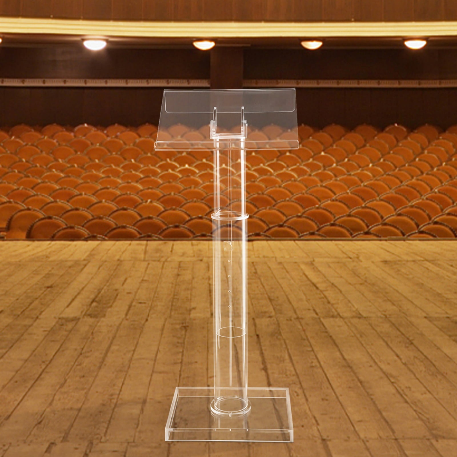 31.50-51.18 inch Height Adjustable Podium, Exhibition Speech Stand, Acrylic Transparent Welcome Lifting Platform
