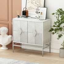 31.50" Modern 2 Door Wooden Storage Cabinet Accent Cabinet with Metal Leg Featuring Two-Tier Storage, for Living Room, Entryway and Dining Room