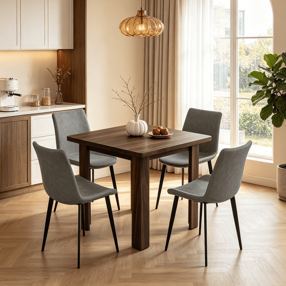 31.51" Dining Table Set for 4, 5-piece Rectangular Kitchen with Upholstered Dining Chairs,Mid Century Modern Set for Dining Room,Apartment