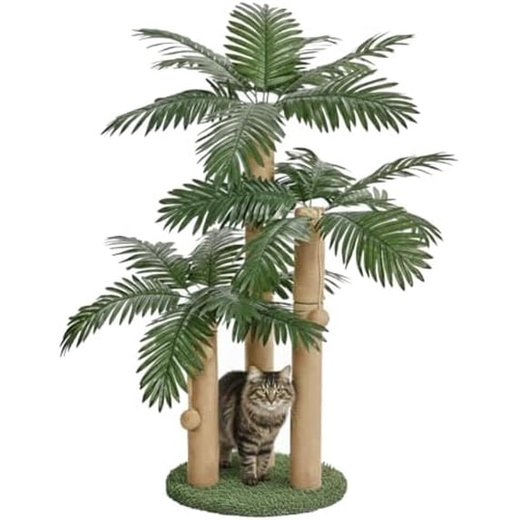 31.5Inch Cat Scratching Post,Cat Scratcher Tree with 3 Scratching Poles & 2 Interactive Dangling Balls,Cats Scratching Posts for Indoor Kitten & Adult Cats
