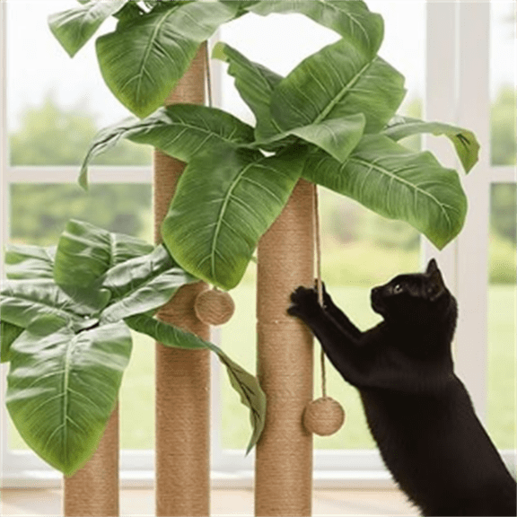 31.5Inch Cat Scratching Post,Cat Scratcher Tree with 3 Scratching Poles & 2 Interactive Dangling Balls,Cats Scratching Posts for Indoor Kitten & Adult Cats