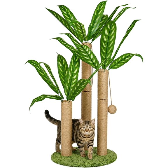 31.5Inch , Scratcher Tree with 3 Poles & 2 Interactive Dangling Balls,Cats Posts for Indoor Kitten & Adult Cats