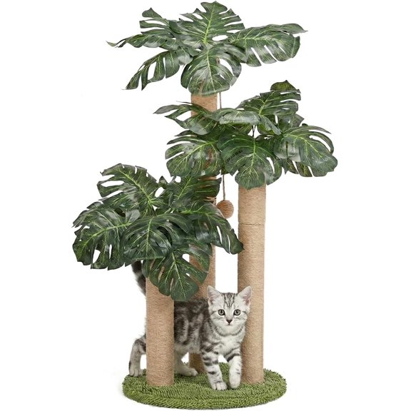 31.5Inch , Scratcher Tree with 3 Poles & 2 Interactive Dangling Balls,Cats Posts for Indoor Kitten & Adult Cats