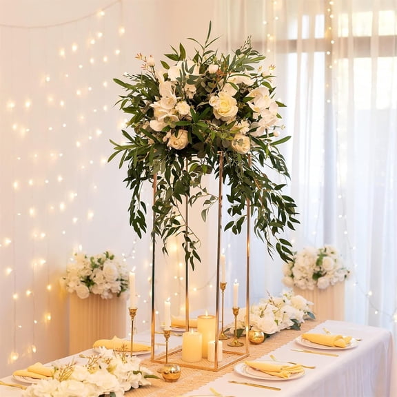 31.5in Gold Metal Flower Stand for Weddings and Events