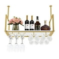thumbnail image 1 of 31.5in Wine Bottle Rack Industrial Wine Glass Rack Hanging Wine Rack with Glass Holder and Shelf Ceiling Mounted Cup Holder Black/Gold Wine Glass Rack 110 lbs, 1 of 28