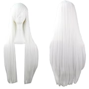 31.5inch Straight Wig Hair New Straight Sleek Long Full Hair Wigs Side Bangs Wig Props White