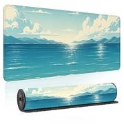 31.5x11.8 Inch Durable Desk Mat, Water Resistant Anti-Fray Mouse Pad with Coastal Scenery, Non-Slip Rubber Back Desktop Mat for Business Office & Home Computer Use