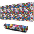 thumbnail image 1 of 31.5x11.8 Inch Gaming Mouse Pad, Non-Slip Stitched Rubber Desk Mat for Desktop & Laptop,Cat Yarn Ball Colorful Pattern, 1 of 6