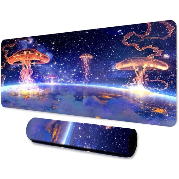 31.5x11.8 Inches Jellyfish Mouse Pad Fantasy Magic Animal Starry Sky Printed Mouse Pad for Home Office Gaming Workbench BDXPMN22