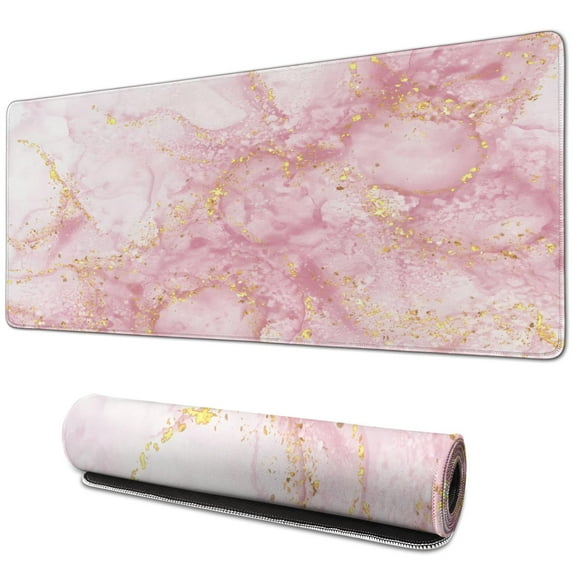 31.5x11.8 PU Leather Desk Mat - Cute Pink & Waterproof, Perfect for Gaming or Office