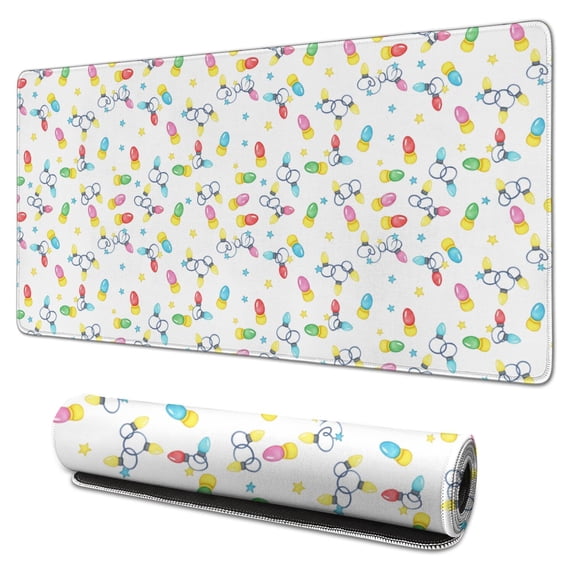 31.5x15.7 Inch Gaming Mouse Pad, Non-Slip Stitched Rubber Desk Mat for Desktop & Laptop,Christmas Light Star White Pattern