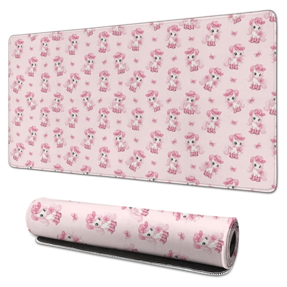 31.5x15.7 Inch Gaming Mouse Pad, Non-Slip Stitched Rubber Desk Mat for Desktop & Laptop,Pony Pink Pattern