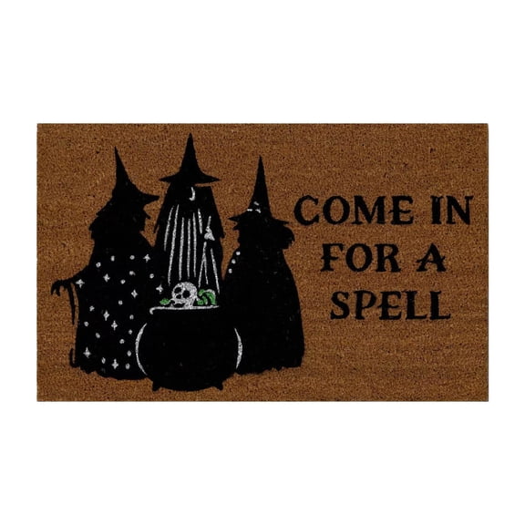 31.5x19.69 Inch Witch Cauldron Doormat, Crystal Flannel Welcome Mat, Non-slip Rug for Porch, Holiday Party and Home Gift Use