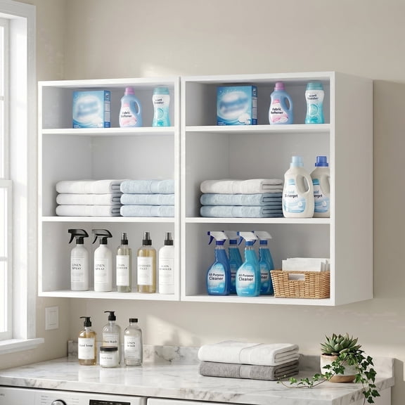 31.6"Wx11"Dx23.6"H Laundry Room WallCabinets, Bathroom Cabinets Wall Mounted with Adjustable Shelves, Display Shelf Wall Cabinet for Bedroom, Kitchen, Living Room