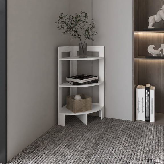 31.7" High 3 Shelf Side Table, White Rectangular Tray Top End Table For Bedroom Use Height, White, 15.2"x15.2" Rectangular, Any Room