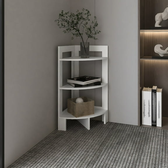 31.7" High Corner Side Table, White Rectangular Nightstand With 3 Shelves, Versatile And Shelf End 37" H, Compact Stylish Tray Top For Any Living Space Decoration