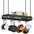 thumbnail image 1 of 31.7-Inch Hanging Pot Rack, Space-Saving Pot Hanger for Kitchen, Ceiling Pan Hanging Rack with 16 Detachable S Hooks, Sturdy Metal Frame, Industrial Style, Charcoal Black and Black, 1 of 16