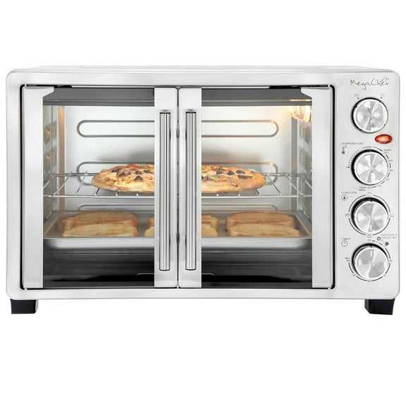 31.7 Liter French Door Multi-Function Electric Toaster Oven with Broil, Bake and Toast Functions