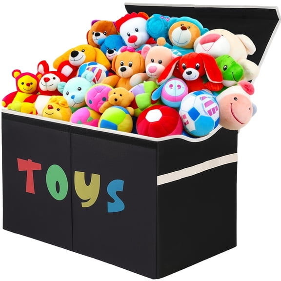 31.7 gallon large collapsible storage box with lid. Sturdy and spacious, ideal for kids' items and home storage.