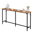 thumbnail image 1 of Sleek Brown Single Bar Table High Density MDF Top Heavy Duty Iron Frame Adjustable Feet Waterproof Scratch Resistant for Home Bar Kitchen Island Small Apartment, 1 of 6