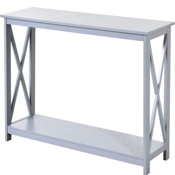 31.8" Tall Grey Entry Table with Storage Shelf for Living Room and Hallway Organizes Objects