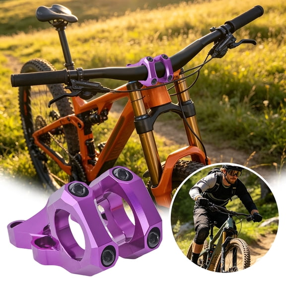 31.8mm Direct Mount Bike Stem, 6061 Aluminum Alloy CNC Machined Handlebar Clamp, for DH and AM Double Forks(Purple)