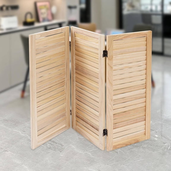 31.9"H 3-Panel Foldable Wood Room Divider for Home, Bedroom, or Office