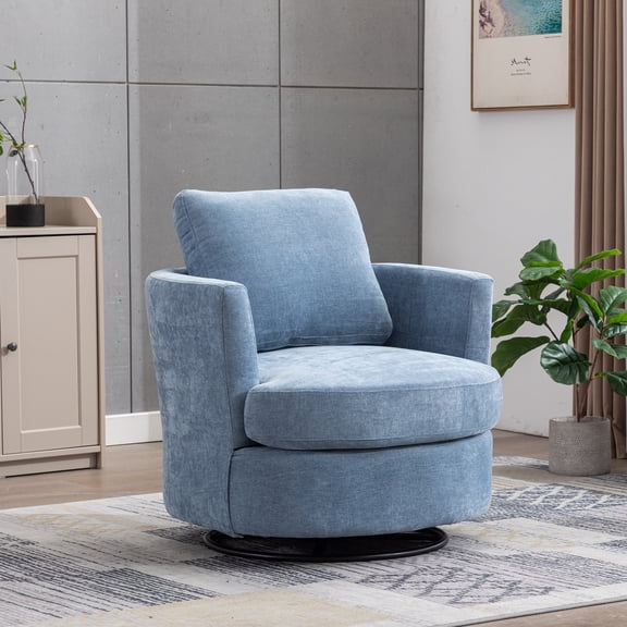 31.9"W Chenille Swivel Barrel Chair 360 Comfy Round Accent Sofa