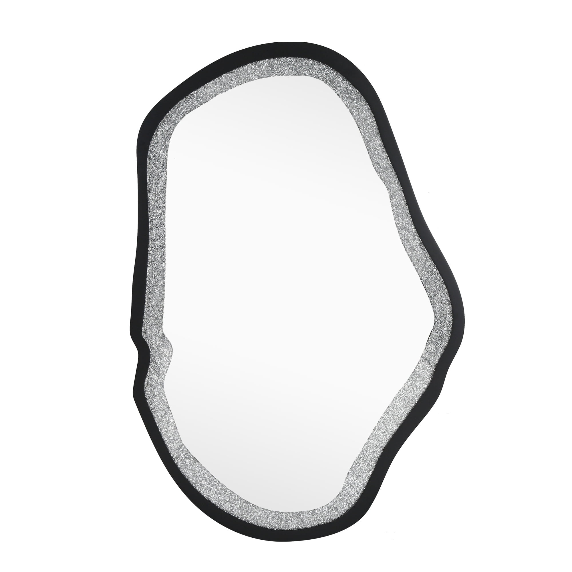 31.9-in W x 47.2-in H Irregular Black and Silver Diamonds Framed Wall Mirror