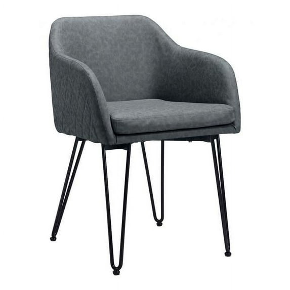 31.9 x 22.4 x 23.2 in. Vintage Gray Faux Leather Dining Chairs