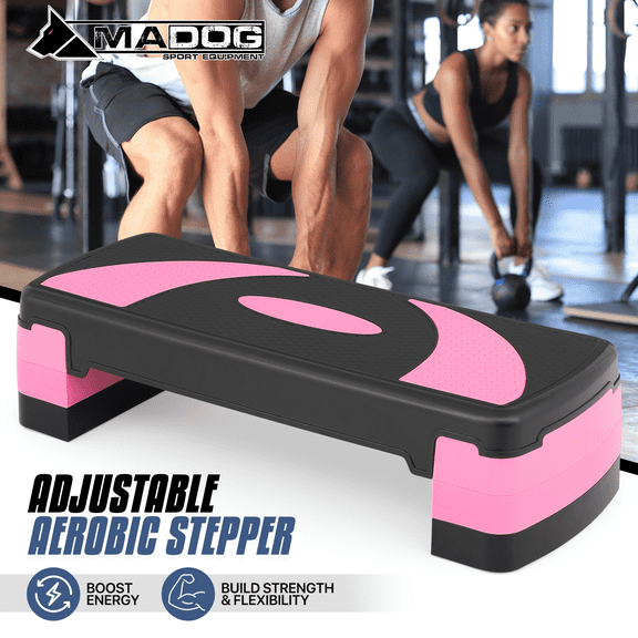 31" Aerobics Stepper Platform with Stackable Risers, 4 inch-6 inch-8 inch, Workout Steppers for Exercise at Home, Stable & Non-slip Design