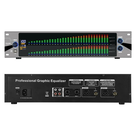 31-Band Digital Equalizer for Home Stereo Audio System, Professional 2U Dual Channel Graphic Equalizer Music EQ Studio Equalization with PC Tuning, Spectrum Analyzer Display & Noise Reduction