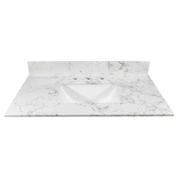 31" Bathroom Vanity Top Stone - Ceramic Sink And Back Splash Elegant Practical Accessory Decoration For Stylish Long-lasting Feature