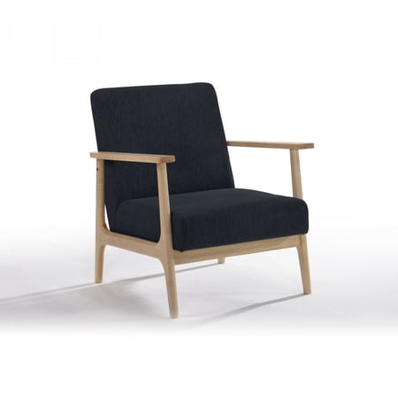 31" Black and Natural Oak Low Seat Modern Armchair