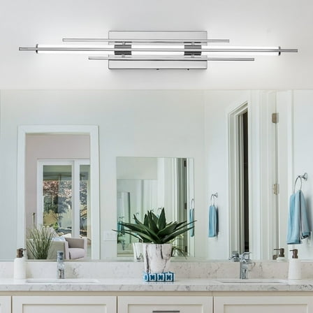 31" Chrome LED Vanity Light LED Bathroom Wall Light Over Mirror 5CCT(3000K/3800K/4500K/5200K/6000K) Modern Dimmable Bathroom Wall Lamp Picture Lighting