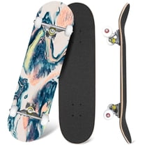 31'' Complete Skateboard 7 Layer Canadian Maple Double Kick Deck Skateboards Abstract Marble colorful art texture Skate Board for Beginner Adult Gifts