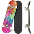 thumbnail image 1 of 31'' Complete Skateboard 7 Layer Canadian Maple Double Kick Deck Skateboards Abstract colorful paint splatters Skate Board for Beginner Adult Gifts, 1 of 5