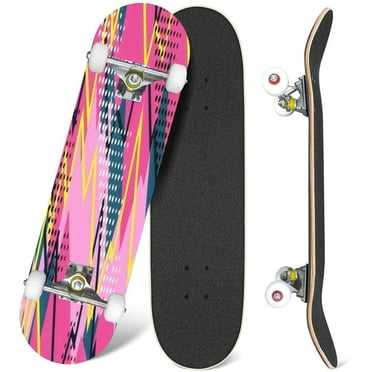 31'' Complete Skateboard 7 Layer Canadian Maple Double Kick Deck Skateboards Abstract seamless geometric urban elements for boys girls Skate Board for Beginner Adult