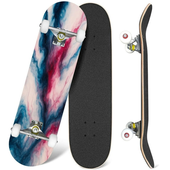 31'' Complete Skateboard 7 Layer Canadian Maple Double Kick Deck Skateboards Blue pink hand painted close up fragment acrylic painting canvas Skate Board for Beginner Adult Gifts