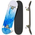thumbnail image 1 of 31'' Complete Skateboard 7 Layer Canadian Maple Double Kick Deck Skateboards Blue watercolor Skate Board for Beginner Adult Gifts, 1 of 5