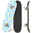 thumbnail image 1 of 31'' Complete Skateboard 7 Layer Canadian Maple Double Kick Deck Skateboards Daisy flower blue Pretty floral for print Flat Skate Board for Beginner Adult Gifts, 1 of 5