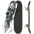 thumbnail image 1 of 31'' Complete Skateboard 7 Layer Canadian Maple Double Kick Deck Skateboards Detailed graphic cool realistic black white human skull Skate Board for Beginner Adult Gifts, 1 of 5