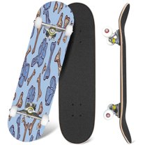 31'' Complete Skateboard 7 Layer Canadian Maple Double Kick Deck Skateboards Dog cat footprint bone contour Colorful paw bone contour Skate Board for Beginner Adult Gifts