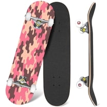 31'' Complete Skateboard 7 Layer Canadian Maple Double Kick Deck Skateboards Flowers camouflage Skate Board for Beginner Adult Gifts