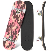 31'' Complete Skateboard 7 Layer Canadian Maple Double Kick Deck Skateboards Flowers camouflage Skate Board for Beginner Adult Gifts