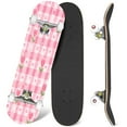 thumbnail image 1 of 31'' Complete Skateboard 7 Layer Canadian Maple Double Kick Deck Skateboards Gingham Check Hearts pastel pink white for baby Skate Board for Beginner Adult Gifts, 1 of 5