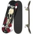 thumbnail image 1 of 31'' Complete Skateboard 7 Layer Canadian Maple Double Kick Deck Skateboards Graphic skull rose for Skate Board for Beginner Adult Gifts, 1 of 5