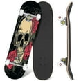 thumbnail image 1 of 31'' Complete Skateboard 7 Layer Canadian Maple Double Kick Deck Skateboards Graphic skull rose for Skate Board for Beginner Adult Gifts, 1 of 5